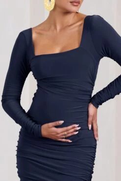Prissie | Navy Ruched Square-Neck Long-Sleeve Maternity Maxi Dress 10 Prissie | Navy Ruched Square-Neck Long-Sleeve Maternity Maxi Dress -ENY Clothing Shop WB CL129833015 PrissieNavyRuchedSquare NeckLong SleeveMaternityMaxiDress5