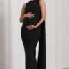 Allora | Black High-Neck Sleeveless Cape Maternity Maxi Dress -ENY Clothing Shop WB CL129838002 AlloraBlackHigh NeckSleevelessCapeMaternityMidiDress2