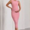 Kerry | Blush Pink High-Neck Sleeveless Maternity Midi Dress -ENY Clothing Shop WB CL129845081 KerryBlushPinkHigh NeckSleevelessMaternityMidiDress0