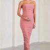 Truly | Blush Pink Ruched Maternity Maxi Dress With Halter Collar -ENY Clothing Shop WB CL129854081 TrulyBlushPinkRuchedMaternityMaxiDressWithHalterCollar0