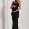 Cross My Heart | Black Sleeveless Cross-Neck Maternity Maxi Dress -ENY Clothing Shop WB CL129867002 CrossMyHeartBlackSleevelessCross NeckMaternityMaxiDress1