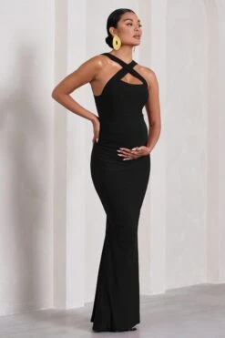 Cross My Heart | Black Sleeveless Cross-Neck Maternity Maxi Dress -ENY Clothing Shop WB CL129867002 CrossMyHeartBlackSleevelessCross NeckMaternityMaxiDress3