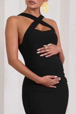 Cross My Heart | Black Sleeveless Cross-Neck Maternity Maxi Dress -ENY Clothing Shop WB CL129867002 CrossMyHeartBlackSleevelessCross NeckMaternityMaxiDress7