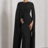 Magdelena | Black Asymmetric Cape Maxi Dress 2 Magdelena | Black Asymmetric Cape Maxi Dress -ENY Clothing Shop WB CL129887002 MagdelenaBlackAsymmetricCapeMaxiDress0