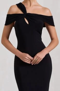 Captivating | Black Strappy Asymmetric Cut-Out Maxi Dress -ENY Clothing Shop WB CL130000002 CaptivatingBlackStrappyAsymmetricCut OutMaxiDress4