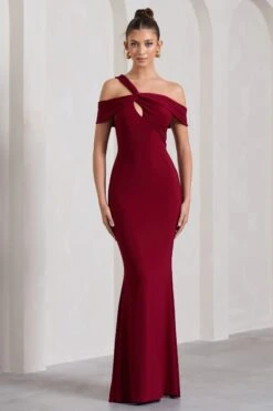 Captivating | Berry Red Strappy Asymmetric Cut-Out Maxi Dress -ENY Clothing Shop WB CL130000037 CaptivatingBerryRedStrappyAsymmetricCut OutMaxiDress0