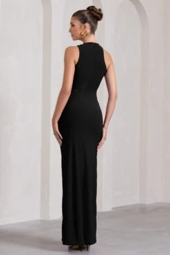 Nalani | Black Sleeveless Cut-Out Split Maxi Dress -ENY Clothing Shop WB CL130004002 NalaniBlackSleevelessCut OutSplitMaxiDress5