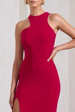 Nalani | Red Sleeveless Cut-Out Split Maxi Dress -ENY Clothing Shop WB CL130004004 NalaniRedSleevelessCut OutSplitMaxiDress4