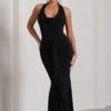 Kaia | Black Ruched Cowl-Neck Maxi Dress With Drape -ENY Clothing Shop WB CL130009002 KaiaBlackRuchedCowl NeckMaxiDressWithDrape0
