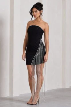 Upon A Star | Black Bandeau Diamante Fringe Mini Dress -ENY Clothing Shop WB CL130026002 UponAStarBlackBandeauDiamanteFringeMiniDress1 805630d4 23ed 439c 9755 f9f3c88e56c3