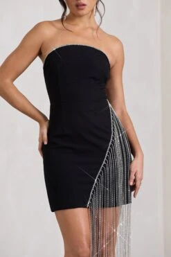Upon A Star | Black Bandeau Diamante Fringe Mini Dress -ENY Clothing Shop WB CL130026002 UponAStarBlackBandeauDiamanteFringeMiniDress5 748d2070 0d0b 459a 9a08 7ae0565df04d