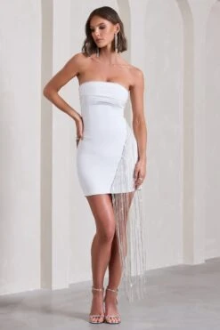 Upon A Star | White Bandeau Diamante Fringe Mini Dress -ENY Clothing Shop WB CL130026005 UponAStarWhiteBandeauDiamanteFringeMiniDress5 d64aa517 da7c 4b23 8e13 e56af17e5871