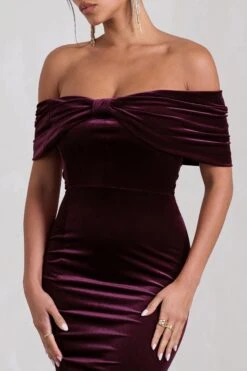 Snowflake | Port Velvet Bardot Bow Detail Midi Dress -ENY Clothing Shop WB CL130064101 SnowflakePortVelvetBardotBowDetailMidiDress4 9db572b8 ca75 4ec6 84b6 245a0512460c
