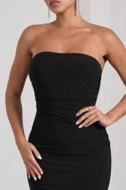 Wren | Black Ruched Bandeau Maxi Dress -ENY Clothing Shop WB CL130074002 WrenBlackRuchedBandeauMaxiDress3