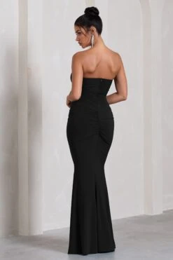 Wren | Black Ruched Bandeau Maxi Dress -ENY Clothing Shop WB CL130074002 WrenBlackRuchedBandeauMaxiDress4