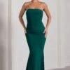 Wren | Bottle Green Ruched Bandeau Maxi Dress -ENY Clothing Shop WB CL130074047 WrenBottleGreenRuchedBandeauMaxiDress0