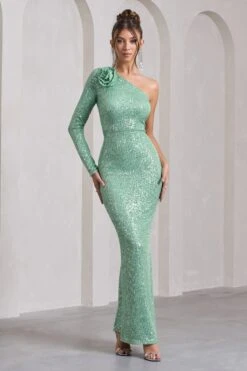 Love Language | Mint Green Sequin Asymmetric Maxi Dress With Corsage -ENY Clothing Shop WB CL132023003 LoveLanguageMintGreenSequinAsymmetricMaxiDressWithCorsage5 d4dbc7bc e28d 414e 8cf6 bde514a50403