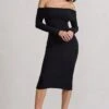 Intercept | Black Bodycon Bardot Tie-Back Midi Dress -ENY Clothing Shop WB CL132260002 InterceptBlackBodyconBardotTie BackMidiDress5