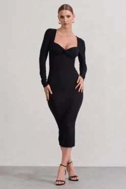 Sammy | Black Bodycon Sweetheart Midi Dress -ENY Clothing Shop WB CL132263002 SammyBlackBodyconSweetheartMidiDress1