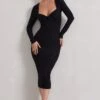Sammy | Black Bodycon Sweetheart Midi Dress