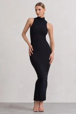 Mindy | Black Bodycon High-Neck Maxi Dress -ENY Clothing Shop WB CL132268002 MindyBlackBodyconHigh NeckMaxiDress1