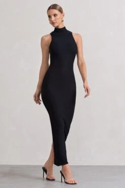 Mindy | Black Bodycon High-Neck Maxi Dress -ENY Clothing Shop WB CL132268002 MindyBlackBodyconHigh NeckMaxiDress3