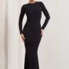 Donna | Black Long-Sleeved Open-Back Maxi Dress -ENY Clothing Shop WB CL133018002 DonnaBlackLong SleevedOpen BackMaxiDress1
