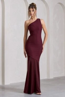 Passion | Plum Asymmetric Cut-Out Fishtail Maxi Dress -ENY Clothing Shop WB CL133023101 PassionPlumAsymmetricCut OutFishtailMaxiDress0