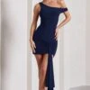 Arielle | Navy Asymmetric Mini Dress With Tie Sash 2 Arielle | Navy Asymmetric Mini Dress With Tie Sash -ENY Clothing Shop WB CL133054015 ArielleNavyAsymmetricMiniDressWithTieSash2