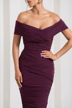 Amanda | Cherry Twisted Wrap Bardot Midi Dress -ENY Clothing Shop WB CL133099164 AmandaCherryTwistedWrapBardotMidiDress7