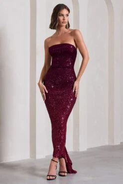 Fade | Berry Ombre Sequin Bandeau Bodycon Maxi Dress -ENY Clothing Shop WB CL133125163 FadeBerryOmbreSequinBandeauBodyconMaxiDress5
