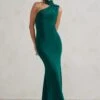 Capucine | Bottle Green Asymmetric Draped Maxi Dress