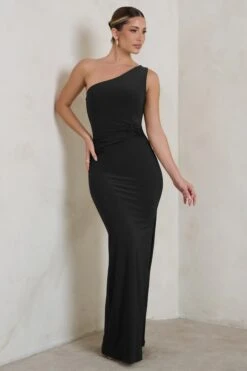 Kary | Black One Shoulder Thigh Split Maxi Dress 10 Kary | Black One Shoulder Thigh Split Maxi Dress -ENY Clothing Shop WB HR CL123999 KaryBlackOneShoulderThighSplitMaxiDress1