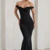 Salma | Black Bardot Sweetheart Fishtail Maxi Dress -ENY Clothing Shop WB HR CL124641 SalmaBlackBardotSweetheartFishtailMaxiDress0