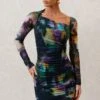 Aphrodite | Watercolour Print Asymmetric Ruched Side Mini Dress 1 Aphrodite | Watercolour Print Asymmetric Ruched Side Mini Dress -ENY Clothing Shop WB HR CL125499 Aphrodite WatercolourPrintAsymmetricRuchedSideMiniDress2