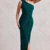 Athena | Bottle Green One Shoulder Maxi Dress