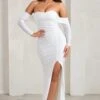 Midnight | White Draped Long Sleeve Maxi Dress -ENY Clothing Shop WB HR CL126209 MidnightWhiteDrapedLongSleeveMaxiDress1