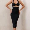 Embody | Black Cut Out Twist Front Ruched Midi Dress -ENY Clothing Shop WB HR CL126226 EmbodyBlackCutOutTwistFrontRuchedMidiDress0