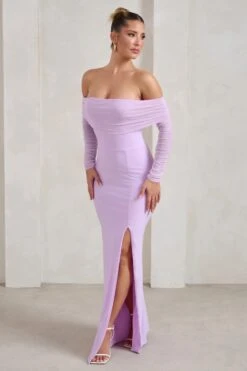 On Your Mind | Lilac Mesh Long Sleeve Maxi Dress -ENY Clothing Shop WB HR CL126435 OnYourMindLilacMeshLongSleeveMaxiDress3