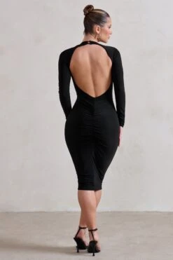 Get Serious | Black Cut Out Detail Backless Midi Dress -ENY Clothing Shop WB HR CL126661 GetSeriousCutoutDetailBacklessMidiDress4