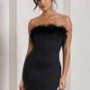 Stop The Show | Black Feather Trim Bandeau Mini Dress -ENY Clothing Shop WB HR CL127104002 StopTheShowBlackFeatherTrimBandeauMiniDress1