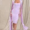 Flawless | Lilac Square Neck Midi Dress With Cape Sleeves 2 Flawless | Lilac Square Neck Midi Dress With Cape Sleeves -ENY Clothing Shop WB HR CL127209033 Flawless LilacSquareNeckMidiDressWithCapeSleeves0