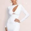 Panama | White Cut Out Mini Dress With Long Sleeves -ENY Clothing Shop WB HR CL127322 PanamaWhiteCutoutLongSleevesMiniDress0