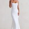Adele | White Ruched Fishtail Cami Maxi Dress 2 Adele | White Ruched Fishtail Cami Maxi Dress -ENY Clothing Shop WB HR CL128390 AdeleWhiteRuchedFishtailCamiMaxiDress0 1