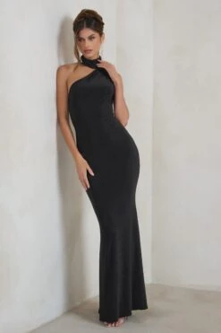 Capucine | Black Asymmetric Draped Maxi Dress -ENY Clothing Shop WB HR CL128395 CapucineBlackAsymmetricDrapedMaxiDress1 efb198f7 9310 44b4 ab73 3b59c16896d3