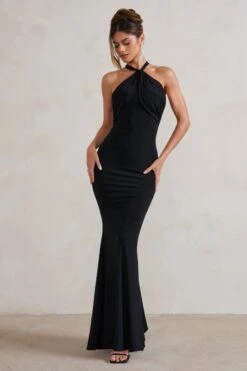 Genevieve | Black Twist High Neck Drape Detail Maxi Dress -ENY Clothing Shop WB HR CL128397 GenevieveBlackTwistHighNeckDrapeDetailMaxiDress4 9574314c 3e39 4304 9fa9 ec0e00636bd0