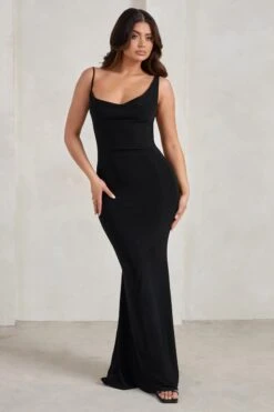 Corinne | Black Asymmetric Cowl Neck Backless Maxi Dress -ENY Clothing Shop WB HR CL128399 CorinneBlackAsymmetricCowlNeckBacklessMaxiDress3 7f9e5feb 529b 47ab beea e3cd52cd9cec