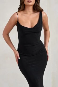 Corinne | Black Asymmetric Cowl Neck Backless Maxi Dress -ENY Clothing Shop WB HR CL128399 CorinneBlackAsymmetricCowlNeckBacklessMaxiDress4 4d920524 e12e 44f4 98ca ba31d7e839b8