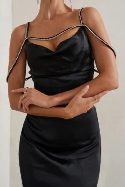 Zelda | Black Cowl Satin Cami Maxi Dress 9 Zelda | Black Cowl Satin Cami Maxi Dress -ENY Clothing Shop WB HR CL128404 ZeldaBlackCowlSatinCamiMaxiDress3