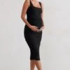 Lisbon | Black Maternity Square Neck Ruched Midi Dress 2 Lisbon | Black Maternity Square Neck Ruched Midi Dress -ENY Clothing Shop WB HR CL128472 LisbonBlackMaternitySquareNeckRuchedMidiDress1